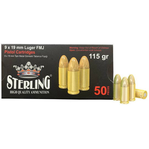 Sterling - 9MM, 115Gr, Full Metal Jacket, 50-Round Box