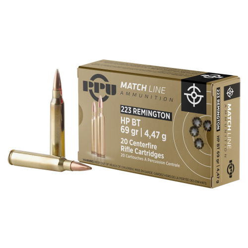 Prvi Partizan Match - 223 Remington, 69Gr, Boat Tail Hollow Point, 20-Round Box