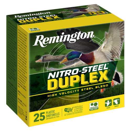 Remington Nitro Steel Duplex - 12 Gauge 3", #2 and #4, Steel Shot, 25-Round Box