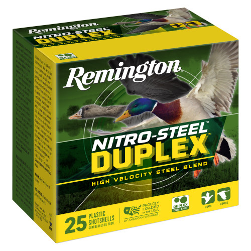 Remington Nitro Steel Duplex - 12 Gauge 3", BB and #2, Steel Shot, 25-Round Box