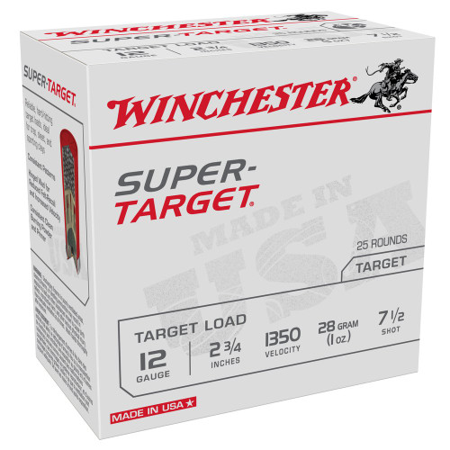 Winchester Ammunition Super Target - 12 Gauge 2.75", #7.5, Shotshell, 25-Round Box, TRGT13507