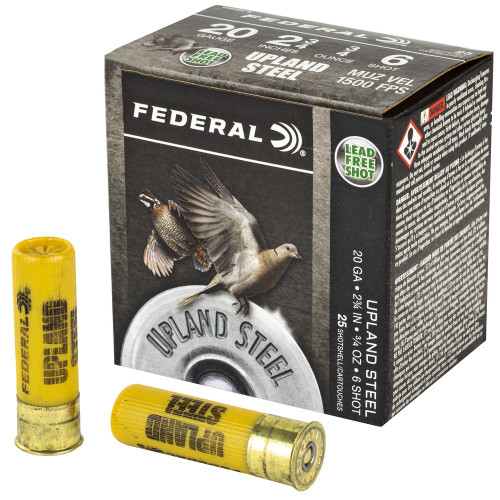 Federal Upland Steel - 20 Gauge 2.75", #6, Steel Shot, 25-Round Box