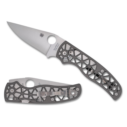Spyderco Edgerati - Folding Knife, Plain, 3.57", Silver