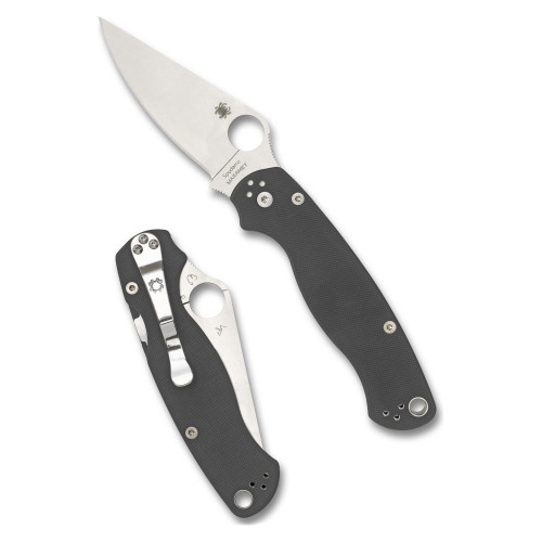 Spyderco Para Military 2 - Folding Knife, Plain, 3.45", Gray, Silver