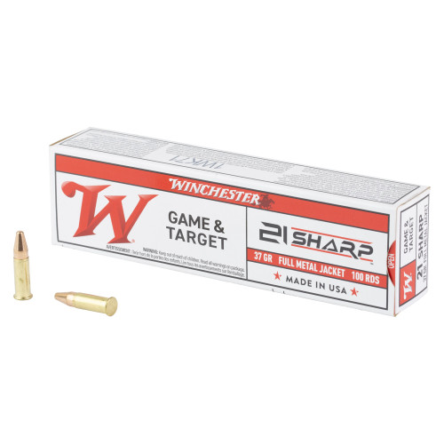 Winchester Ammunition Game & Target - 21 SHARP, 37Gr, Full Metal Jacket, 100-Round Box
