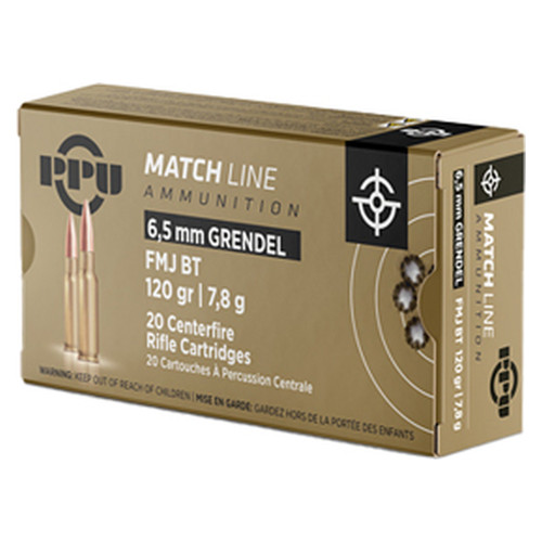 Prvi Partizan Match - 6.5 Grendel, 120Gr, Full Metal Jacket Boat Tail, 20-Round Box