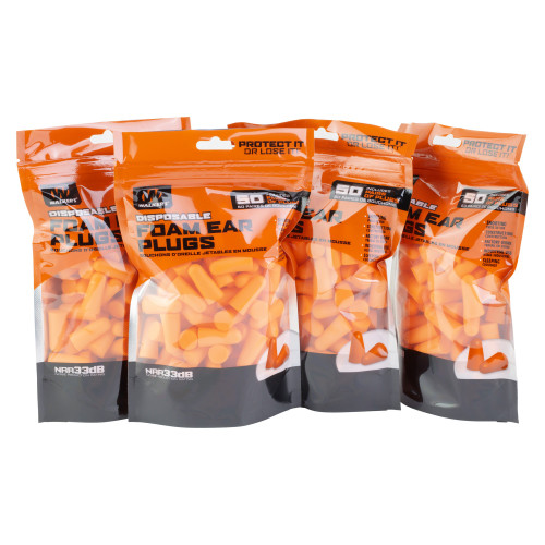 Walker's Foam Ear Plugs, NRR 30dB, 200 Count, Orange