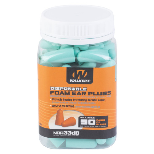 Walker's Foam Ear Plug, NRR 32dB, 50 Pair Jar, Teal