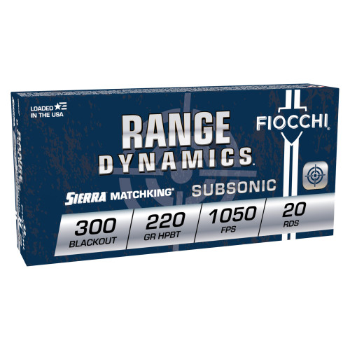 Fiocchi Ammunition Range Dynamics - 300 Blackout, 220Gr, Boat Tail Hollow Point, 20-Round Box