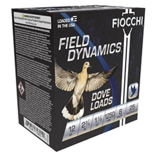 Fiocchi Ammunition Dove & Quail - 12 Gauge 2.75", #8, Partition, 25-Round Box
