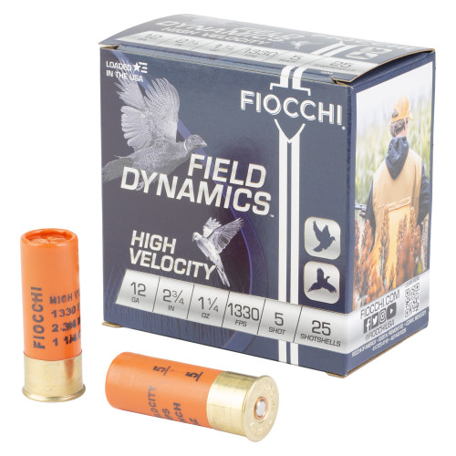 Fiocchi Ammunition High Velocity - 12 Gauge 2.75", #5, Partition, 25-Round Box