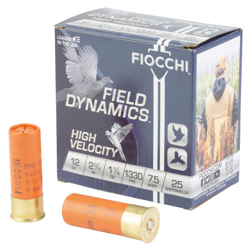 Fiocchi Ammunition High Velocity - 12 Gauge 2.75", #7.5, Partition, 25-Round Box