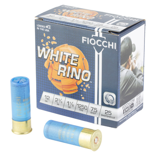Fiocchi Ammunition White Rino - 12 Gauge 2.75", #7.5, Partition, 25-Round Box