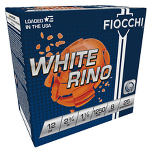 Fiocchi Ammunition White Rino - 12 Gauge 2.75", #8, Partition, 25-Round Box