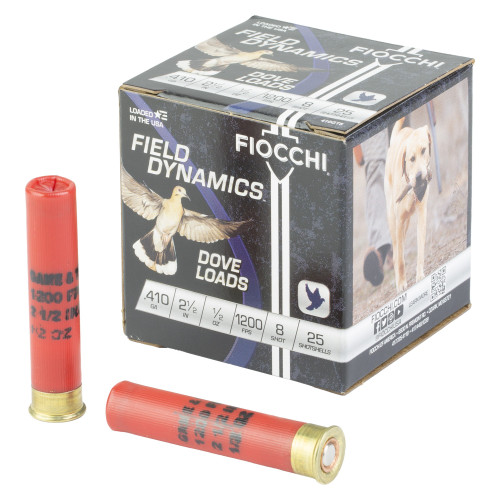 Fiocchi Ammunition Dove & Quail - 410 Bore 2.5", #8, Partition, 25-Round Box