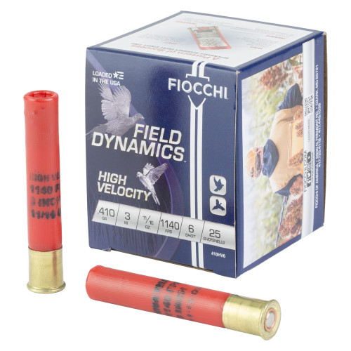 Fiocchi Ammunition High Velocity - 410 Bore 3", #6, Partition, 25-Round Box
