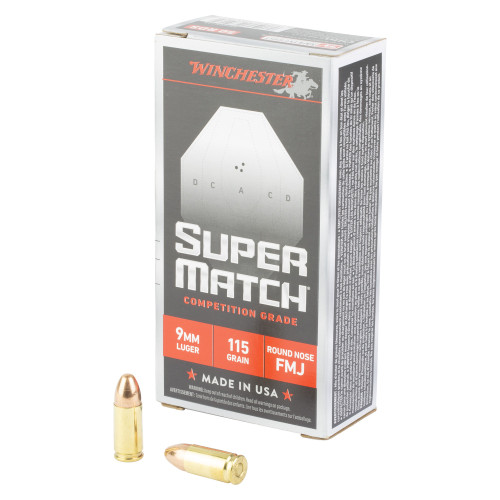 Winchester Ammunition Super Match - 9MM, 115Gr, Round Nose, 50-Round Box