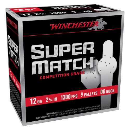 Winchester Ammunition Super Match - 12 Gauge 2.75", 00 Buck, Shotshell, 25-Round Box