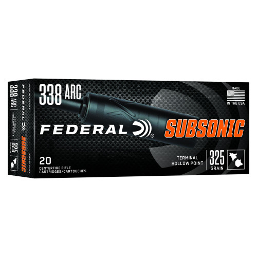 Federal Subsonic - 338 ARC, 325Gr, Hollow Point, 20-Round Box