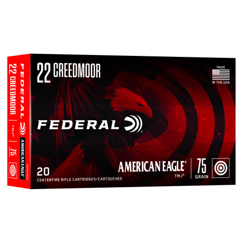 Federal American Eagle - 22 Creedmoor, 75Gr, Total Metal Jacket, 20-Round Box