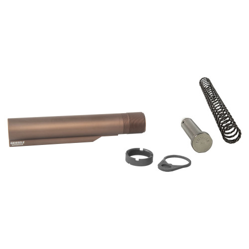 Geissele Automatics Buffer Tube Complete Assembly, Fits AR-15, Anodized Finish, Desert Dirt Color, 6-Position, H2 Buffer