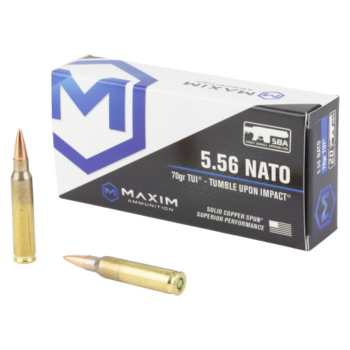 Maxim Defense Industries Tumble Upon Impact - 556NATO, 70Gr, Copper, 25-Round Box
