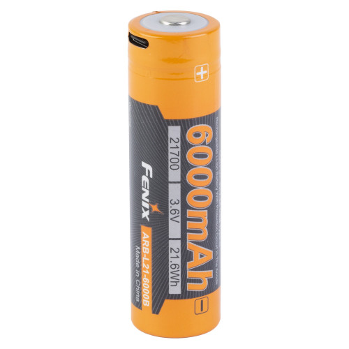FENIX USB Rechargeable 21700 Powerbank Battery, USB-C Charging Port, 6000mAh, 3.6V, Black