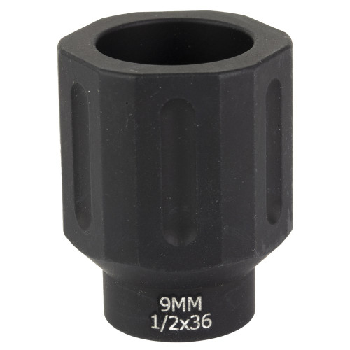 Battle Arms Development HEX FLASHCAN - Blast Diverter, 9MM, Black, Anodized Finish Black, 1/2X36 Threaded