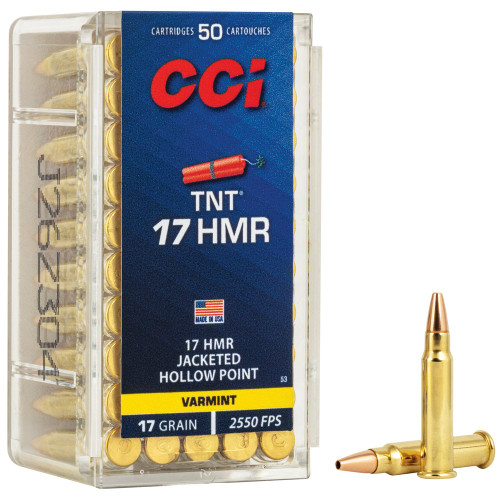 CCI Ammunition TNT - 17 HMR, 17Gr, Hollow Point, 50-Round Box