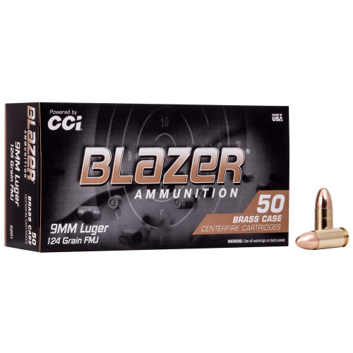 Blazer Ammunition Blazer Brass - 9MM, 124Gr, Full Metal Jacket, 50-Round Box