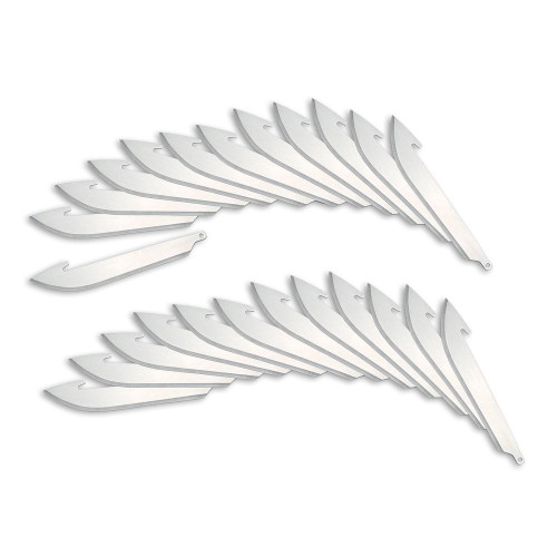 Outdoor Edge Drop-Point Blades - Plain, 3.5", Silver, 420J2 Stainless Steel, 24 Pack