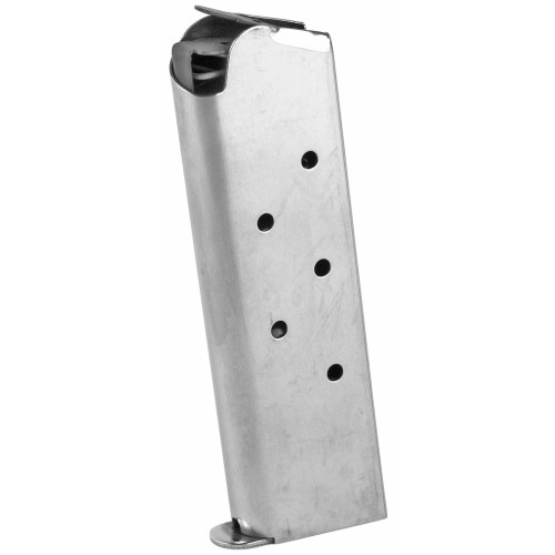 Ed Brown Magazine, 45ACP, 7 Rounds, Fits 1911, Includes 1 Thick and 1 Thin Base Pad, Stainless, Silver 847