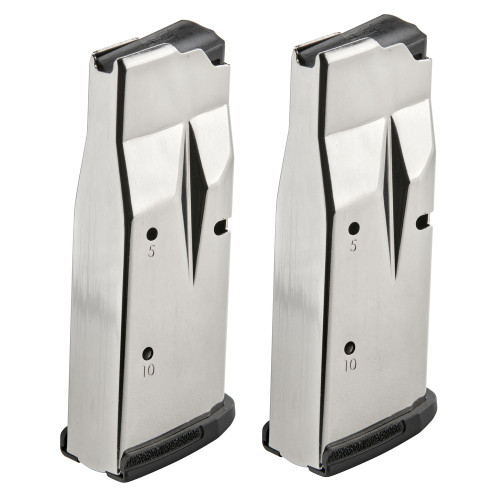 Ruger Magazine, 9MM, 10 Rounds, Fits Ruger MAX-9, 2 Pack Steel, Silver