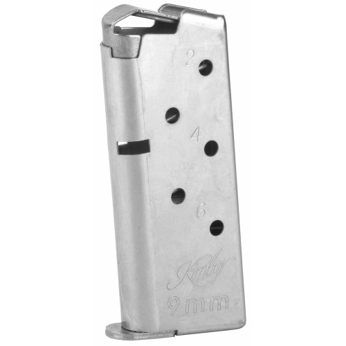 Kimber America Magazine, 9MM, 6 Rounds, Fits Kimber Micro 9 & EVO SP, Stainless