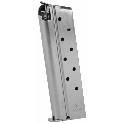 Mec-Gar USA Magazine, 38 Super, 9 Rounds, Fits 1911, Nickel Finish