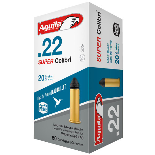 Aguila Ammunition Super Colibri - 22 LR, 20Gr, Solid Point, 50-Round Box
