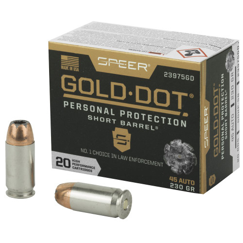 Speer Ammunition Speer Gold Dot - 45 ACP, 230Gr, Gold Dot Hollow Point, 20-Round Box, Personal Protection, 45ACP