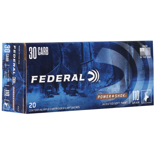 Federal PowerShok - 30 Carbine, 110Gr, Jacketed Soft Point, 20-Round Box