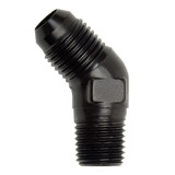 6AN M to 3/8 M Pipe Adpt 45Deg Elbow Black