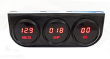 Gauge Panel Assembly - Digital - 2-1/16 in Diameter Gauges - Voltmeter / Water Temperature / Oil Pressure - Black Face - Red LED - Kit