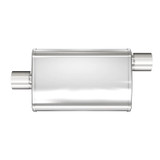 Stainless Muffler 3in Center In / Offset Out