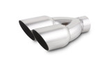 Dual 3.5in Round Stainle ss Steel Tips Single Wal