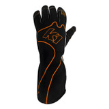 Gloves - RS1 - Driving - SFI 3.3/5 - Double Layer - Nomex - Leather Palm - Elastic Cuff - Black / Orange - X-Large - Pair