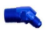 8AN 45Deg Male Adapter to 1/2in NPT Male Blue