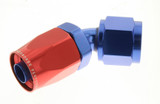 6AN 45Deg FM Hose End Aluminum Red/Blue