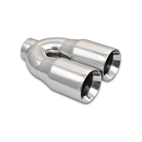 Dual 3.5in Round Stain less Tips 2.5in Inlet