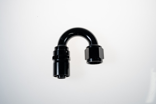 6AN 180Deg Crimp Hose End Black
