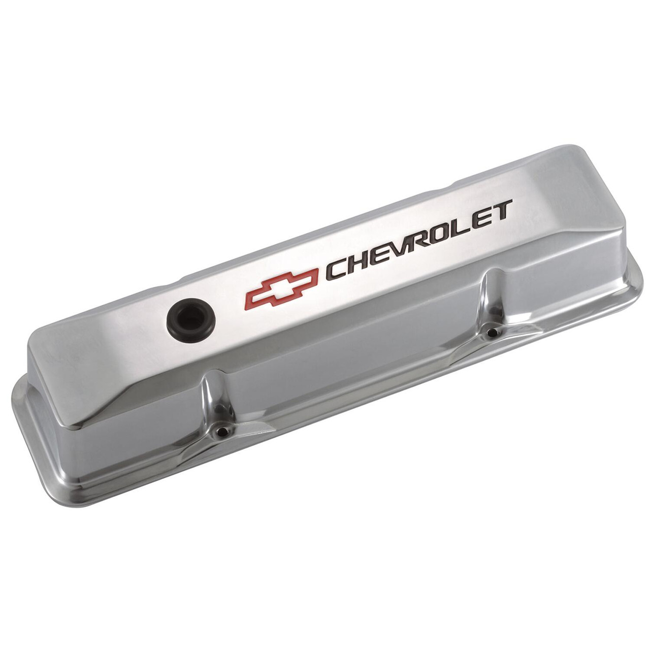Chevrolet Performance Parts Engine Valve Covers; Tall Style; Die Cast; Polished with Bowtie Logo; SB Chevy