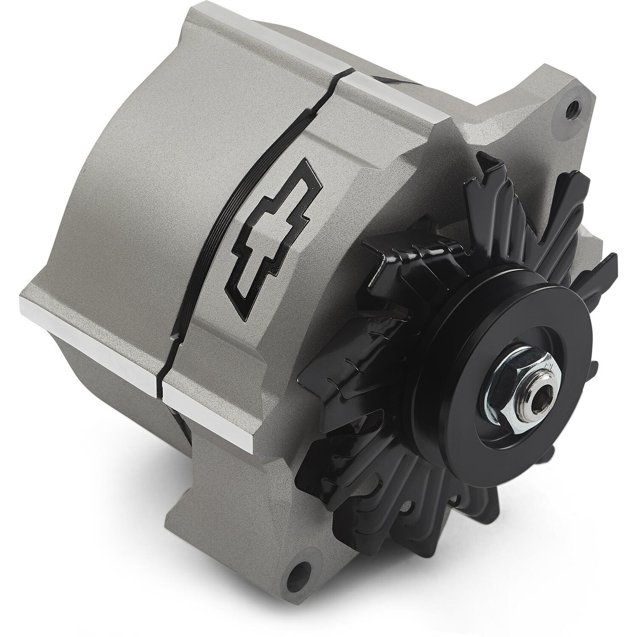Proform Alternator; 100 AMP; GM 1-Wire; Slant-Edge; Black Bowtie; Cast Gray Crinkle