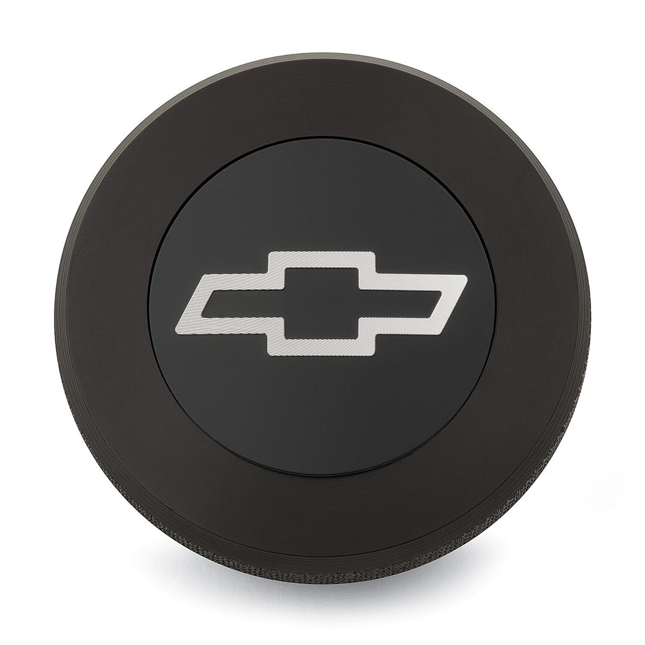 Chevrolet Performance Parts Twist-On Radiator Cap; Chevrolet Bowtie Emblem; Black Anodized Billet Aluminum